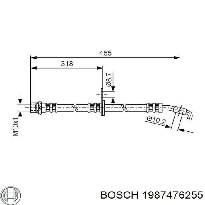 1987476255 Bosch шланг гальмівний передній, правий