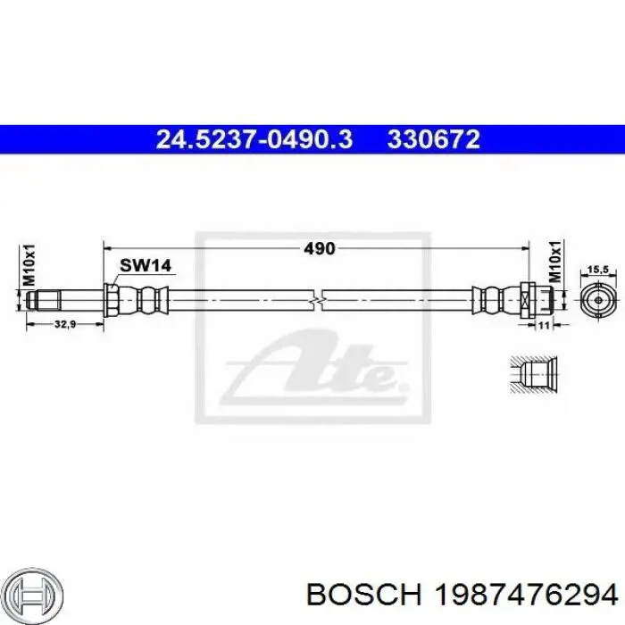 1987476294 Bosch шланг гальмівний передній