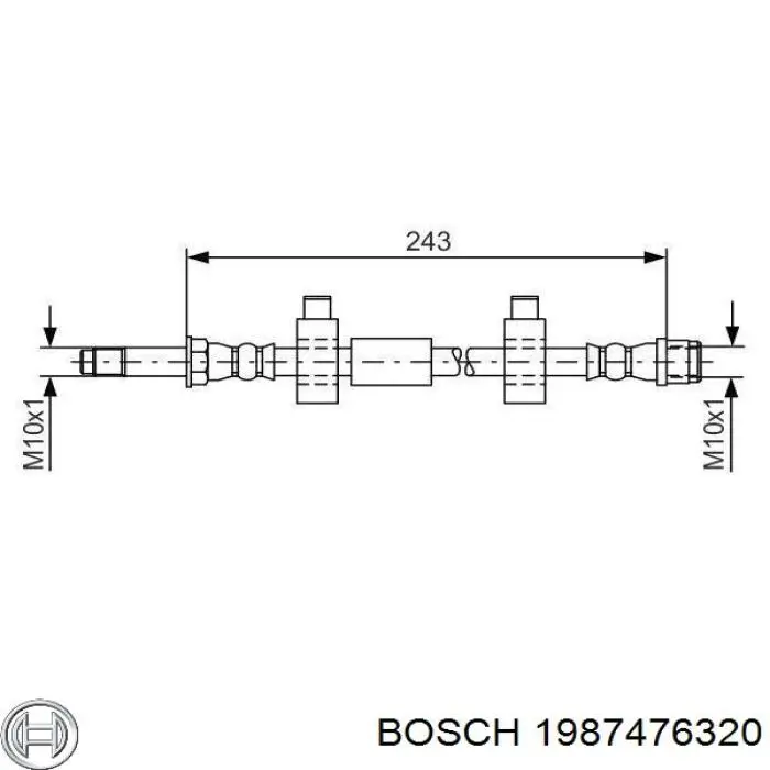 1987476320 Bosch шланг гальмівний задній, правий