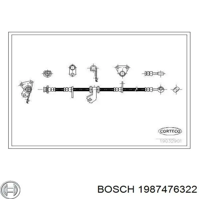 Шланг гальмівний передній, правий 1987476322 Bosch