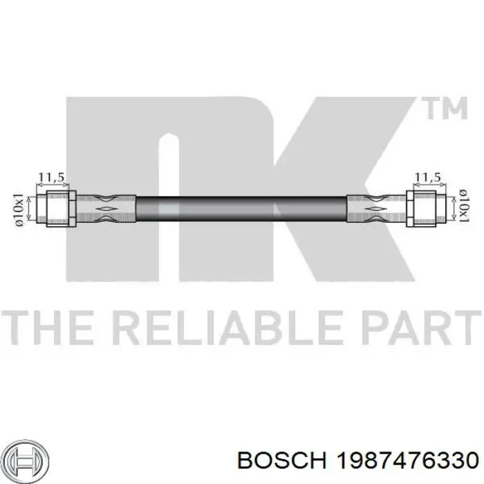 Гнучка гальмівна трубка задня Bosch 1987476330