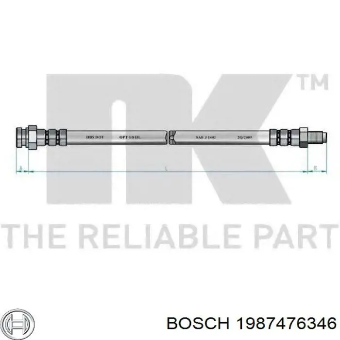 Шланг гальмівний передній Bosch 1987476346