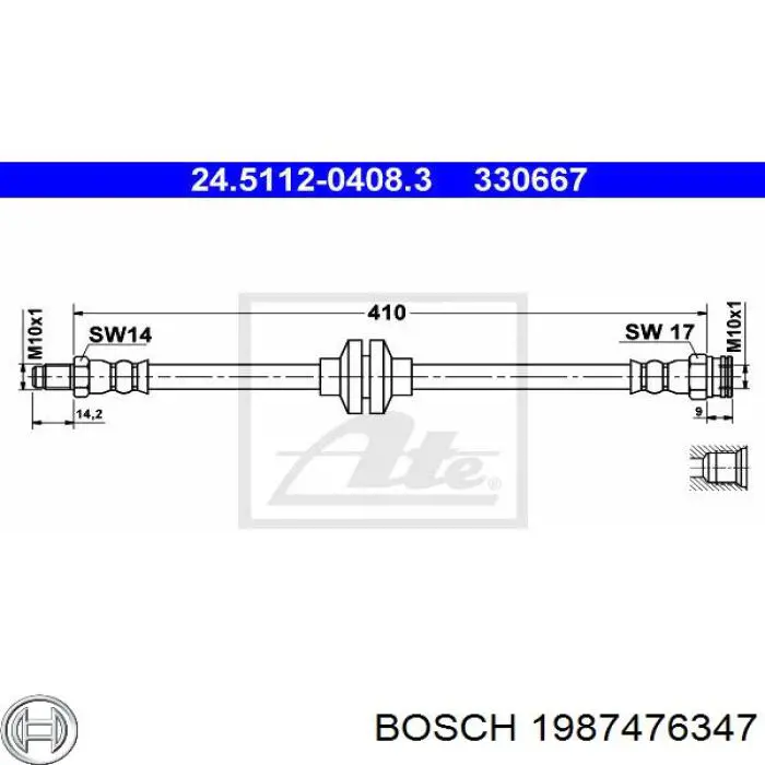 Шланг гальмівний задній 1987476347 Bosch