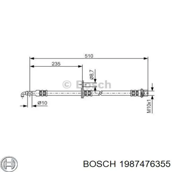 1987476355 Bosch Шланг гальмівний передній, лівий
