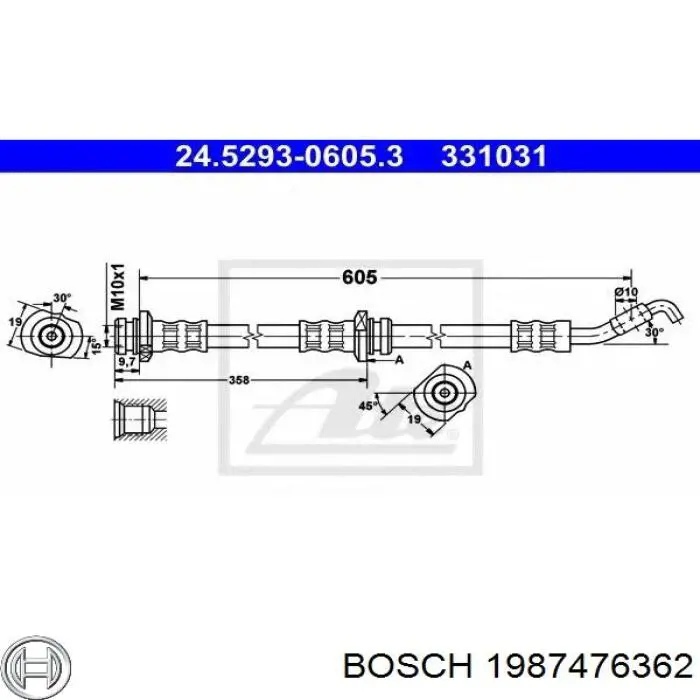 1987476362 Bosch шланг гальмівний передній