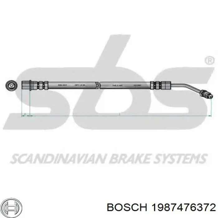 Шланг гальмівний задній, лівий Bosch 1987476372