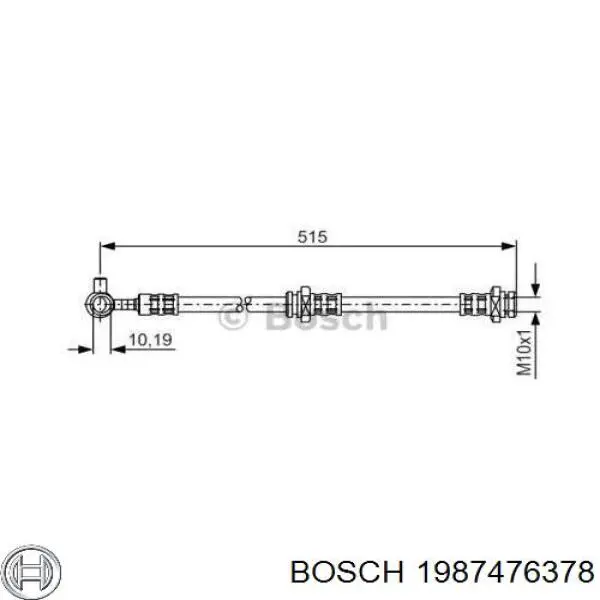 Шланг гальмівний передній, лівий 1987476378 Bosch
