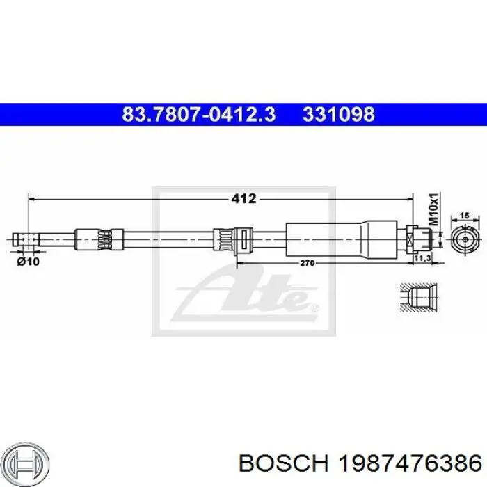Гальмівні шланги передні 1987476386 Bosch