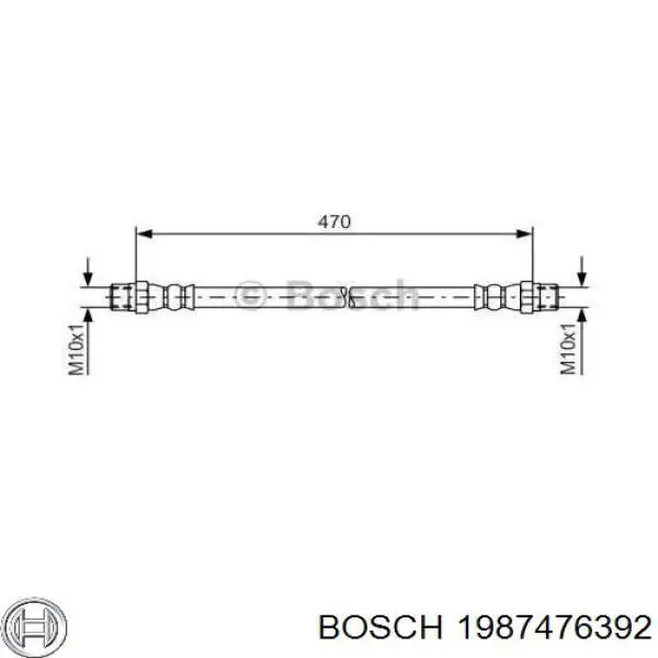 Шланг гальмівний передній Bosch 1987476392 ціна, від 6.09 USD