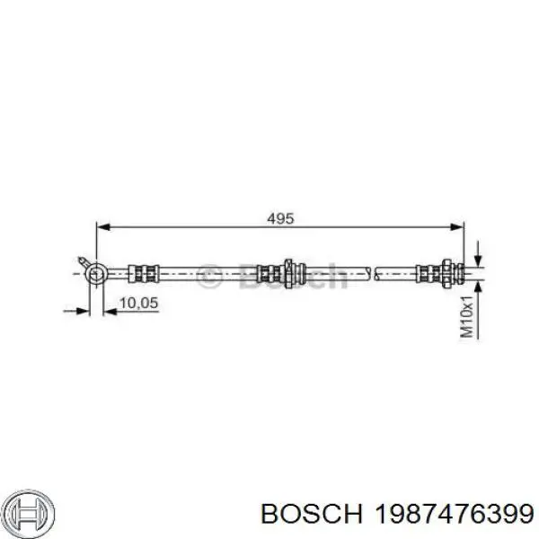 Купити 1987476399 Bosch Шланг гальмівний задній, правий