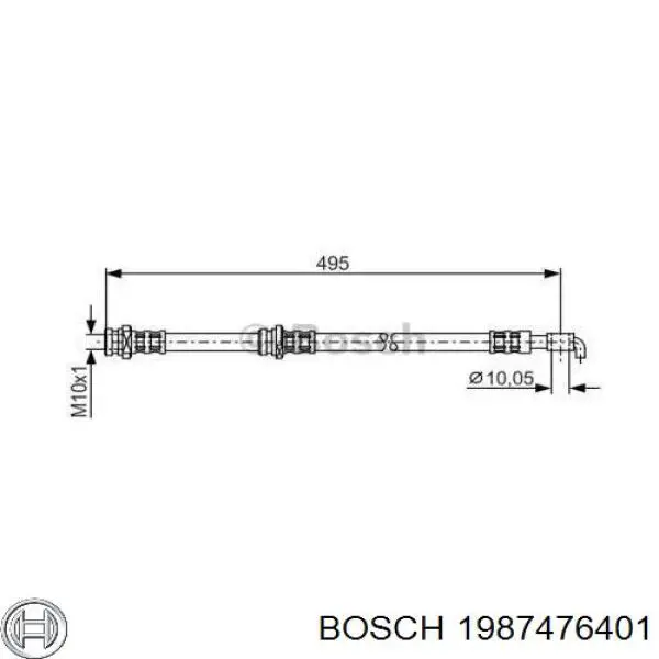Шланг гальмівний задній, лівий Bosch 1987476401 ціна, від 18.11 USD