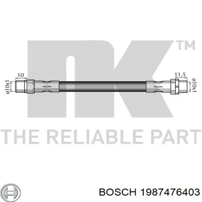 Шланг гальмівний задній Bosch 1987476403 ціна, від 5.54 USD