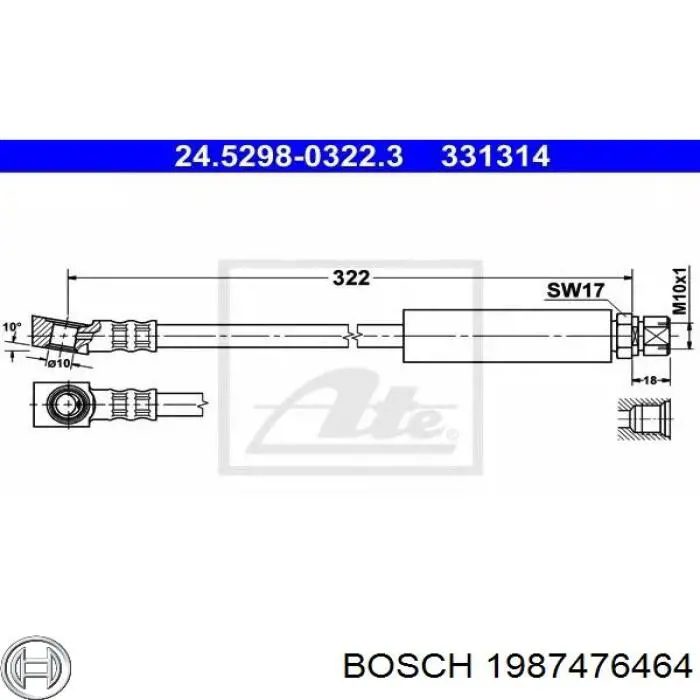 1987476464 Bosch шланг гальмівний передній