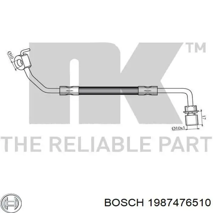 Купити 1987476510 Bosch Шланг гальмівний передній, правий