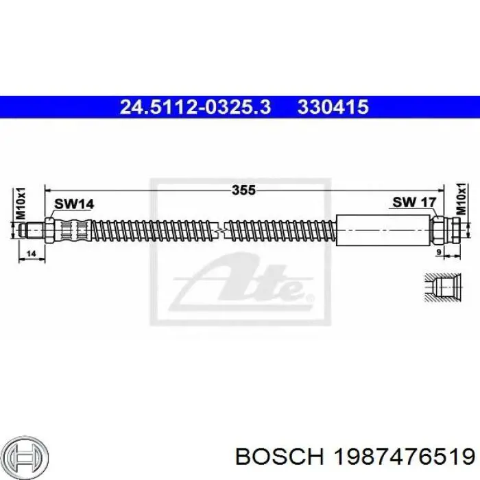 1987476519 Bosch шланг гальмівний передній
