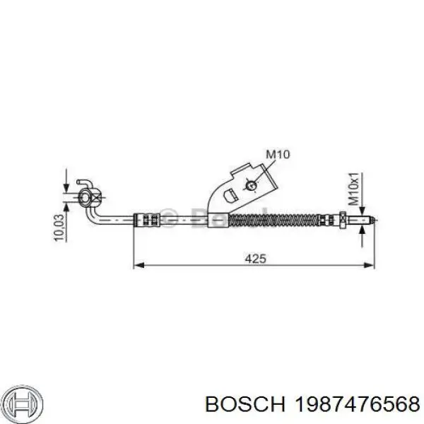 Шланг гальмівний передній, лівий 1987476568 Bosch