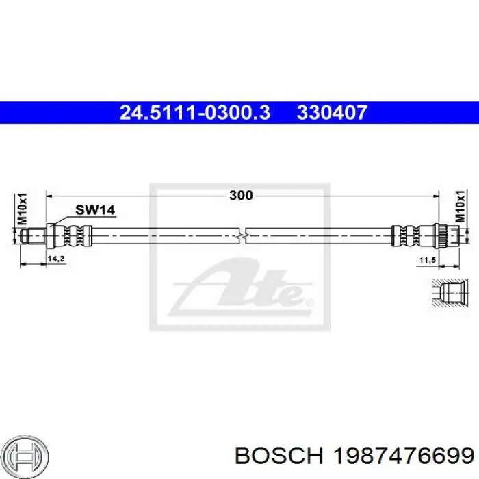 1987476699 Bosch шланг гальмівний передній