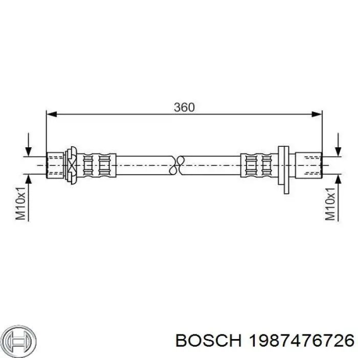 Шланг гальмівний задній, правий 1987476726 Bosch