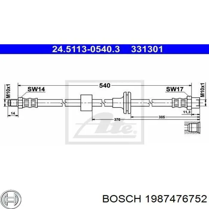 Купити 1987476752 Bosch Гальмівні шланги передні