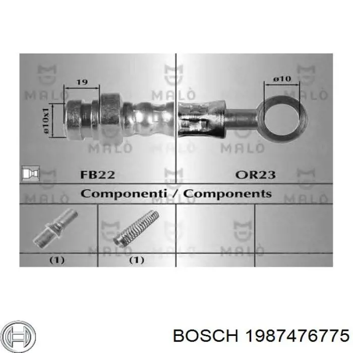 Шланг гальмівний передній Bosch 1987476775 ціна, від 11.33 USD