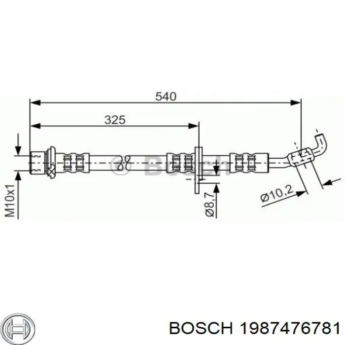1987476781 Bosch шланг гальмівний передній, правий