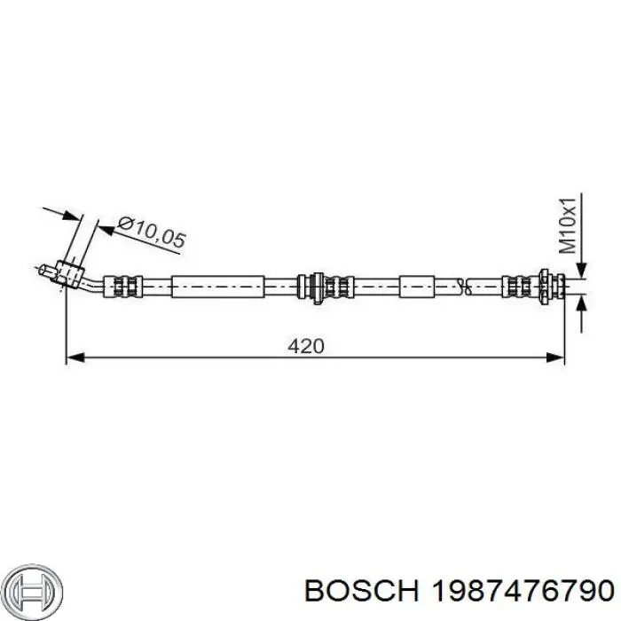 1987476790 Bosch Шланг гальмівний передній, лівий