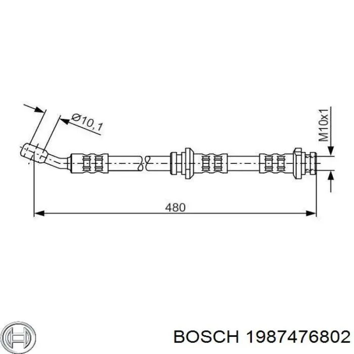 Шланг гальмівний передній, лівий 1987476802 Bosch