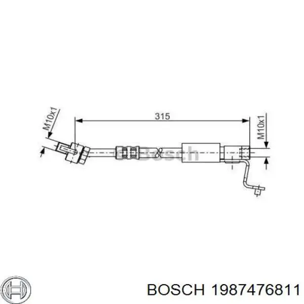 1987476811 Bosch шланг гальмівний передній, правий