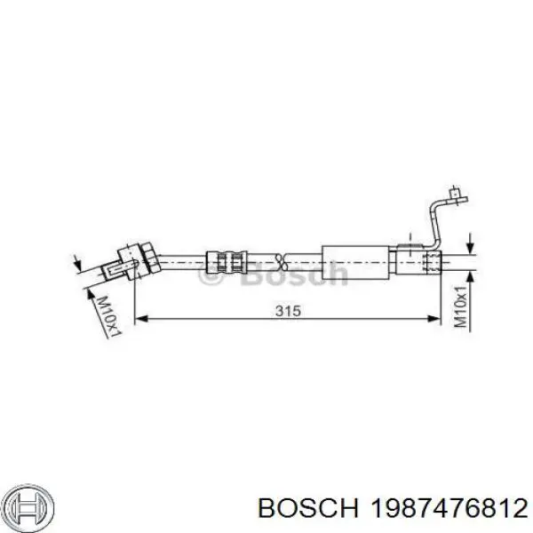 Купити 1987476812 Bosch Шланг гальмівний передній, лівий