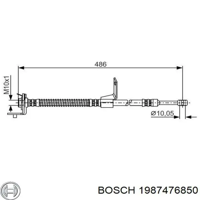 Шланг гальмівний задній, лівий Bosch 1987476850 ціна, від 10.16 USD