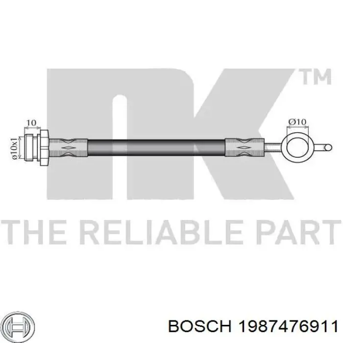 1987476911 Bosch Гнучка гальмівна трубка передня