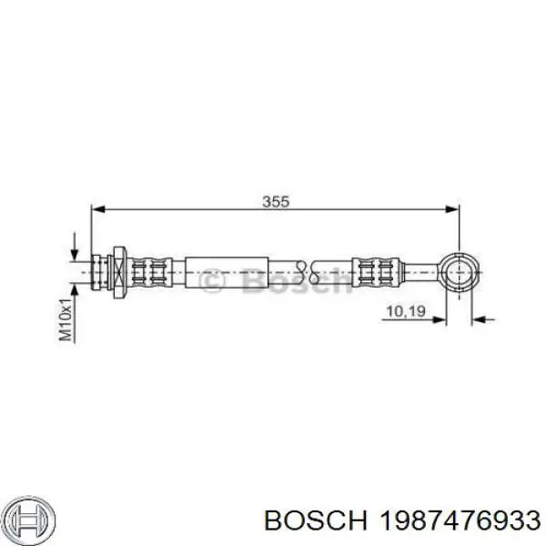 Купити 1987476933 Bosch Шланг гальмівний передній, правий