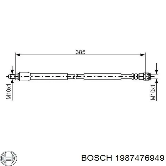 Шланг гальмівний передній 1987476949 Bosch