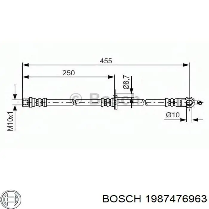 Купити 1987476963 Bosch Шланг гальмівний передній, правий
