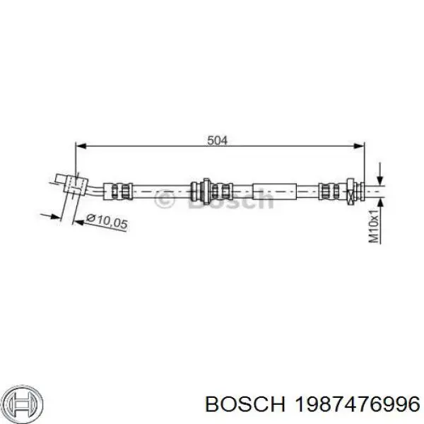Купити 1987476996 Bosch Шланг гальмівний передній, правий
