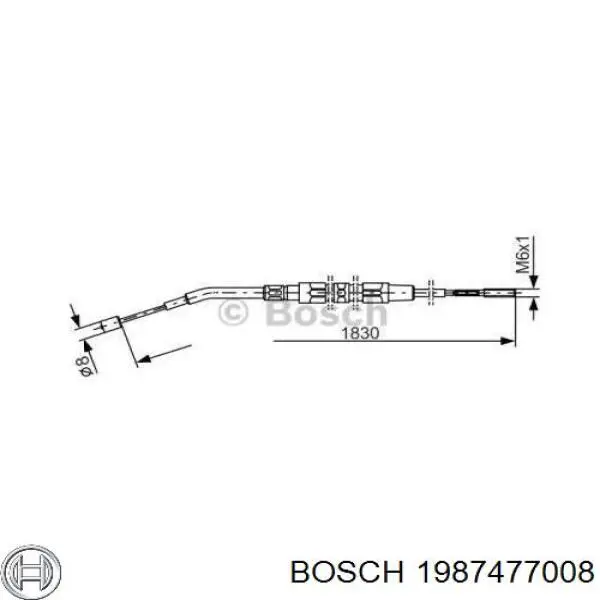 1987477008 Bosch Трос ручного гальма задній, правий/лівий