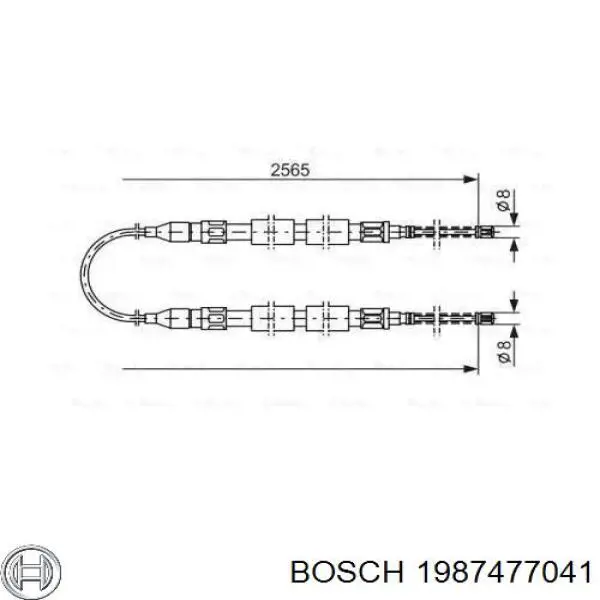 Купити 1987477041 Bosch Трос ручного гальма задній, правий/лівий