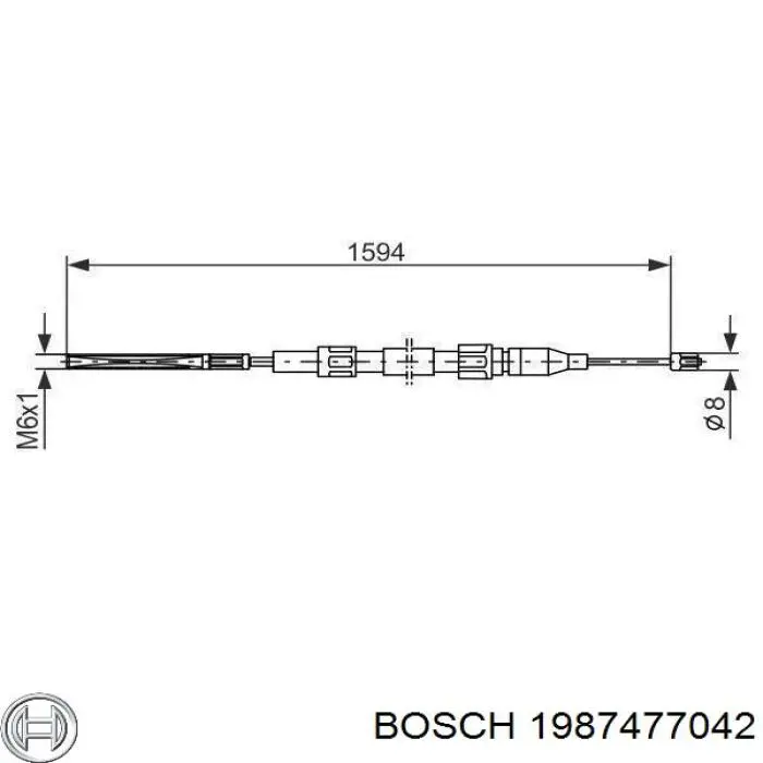 1987477042 Bosch трос ручного гальма передній
