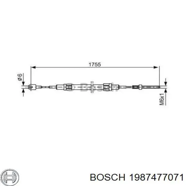 Трос ручного гальма задній, правий/лівий 1987477071 Bosch