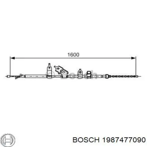 Купити 1987477090 Bosch Трос ручного гальма задній, правий
