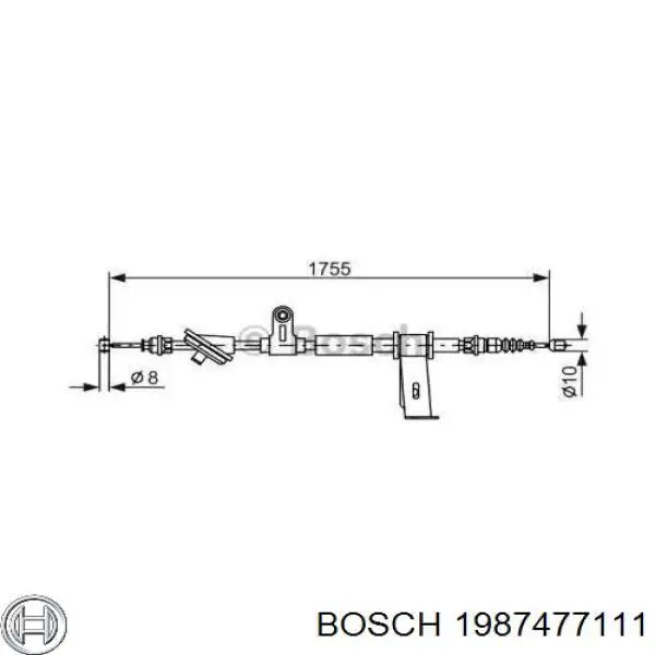 Трос ручного гальма задній, лівий 1987477111 Bosch