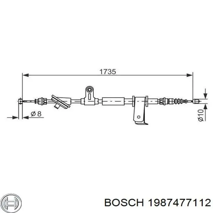 Трос ручного гальма задній, правий 1987477112 Bosch