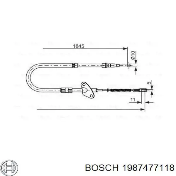 Купити 1987477118 Bosch Трос ручного гальма задній, правий