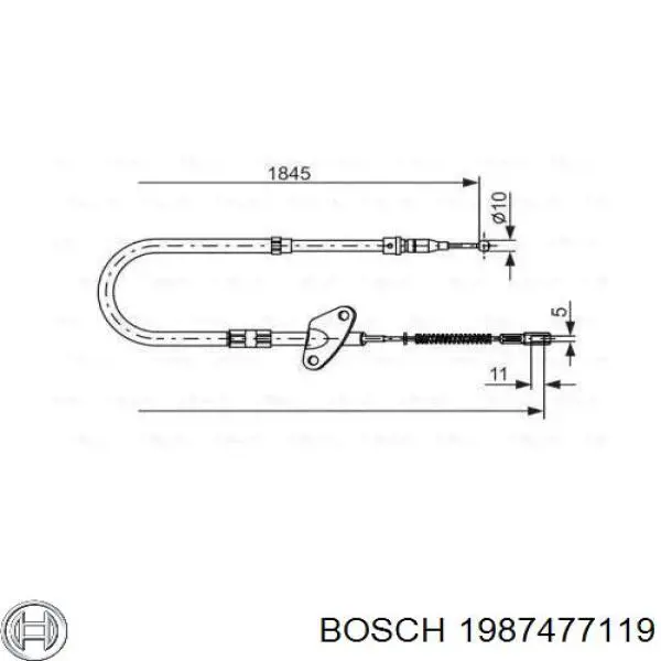 Трос ручного гальма задній, лівий 1987477119 Bosch