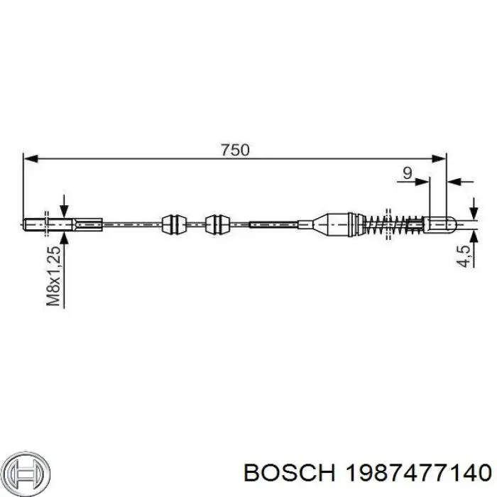 1987477140 Bosch трос ручного гальма задній, лівий