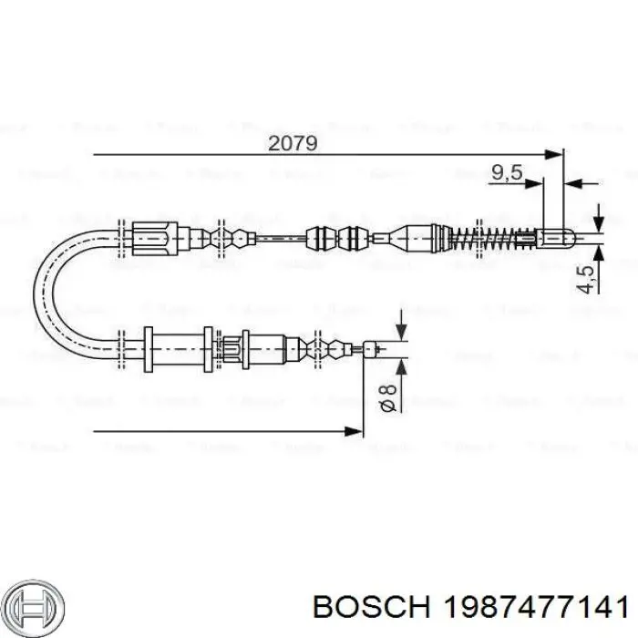 Трос стоянкового гальма задній правий Bosch 1987477141 ціна, від 10.43 USD