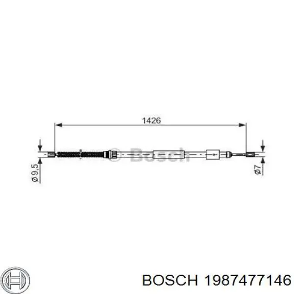 1987477146 Bosch Трос ручного гальма задній, лівий
