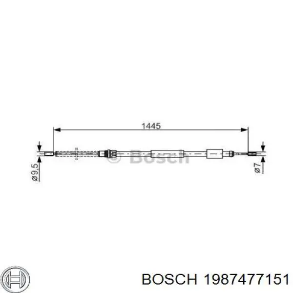 1987477151 Bosch трос ручного гальма задній, правий
