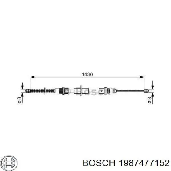 1987477152 Bosch трос ручного гальма задній, правий/лівий