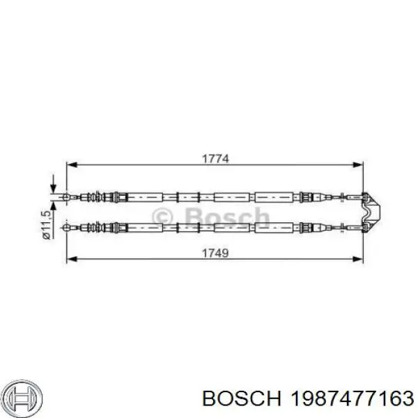Трос ручного гальма задній, правий/лівий 1987477163 Bosch